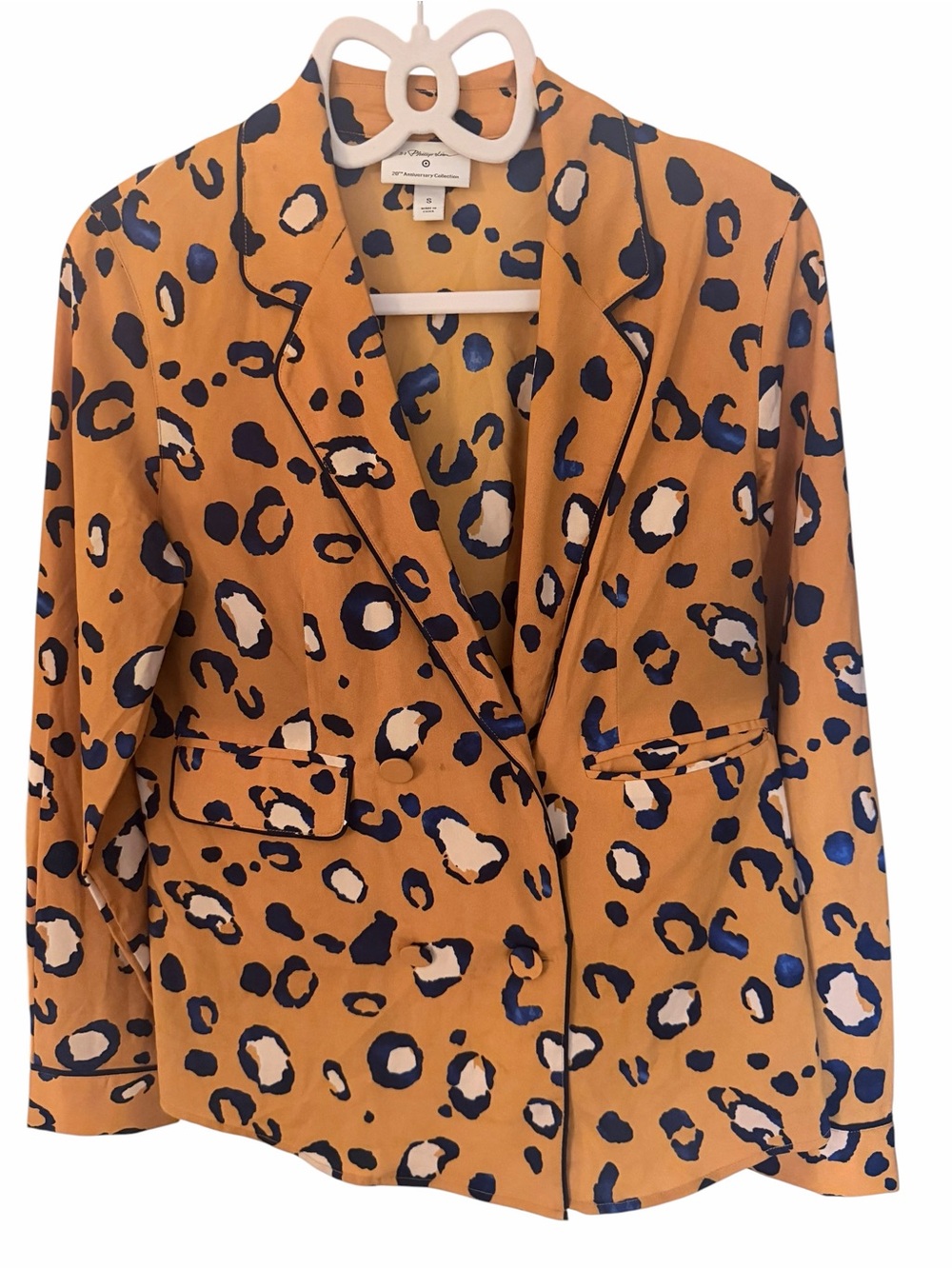 3.1 Phillip Lim Tan Leopard Print Blazer with Navy and Cream Spots